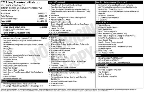 Diamond Black Crystal Pearlcoat 2022 Jeep Cherokee Latitude Lux
