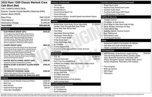2022 RAM 1500 Classic Warlock Crew Cab 4x4 5'7' Box