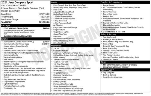 Diamond Black Crystal Pearlcoat 2021 Jeep Compass Sport