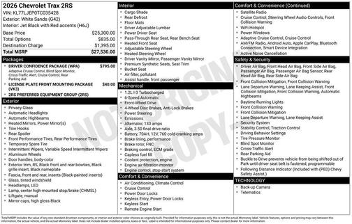 2026 Chevrolet Trax FWD 2RS