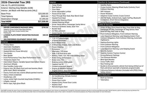 2026 Chevrolet Trax FWD 2RS