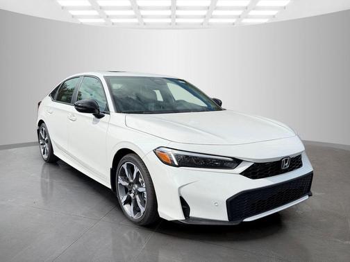 Platinum White Pearl 2026 Honda Civic Hybrid Sport Touring