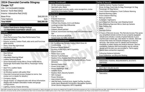 2024 Chevrolet Corvette Stingray w/1LT