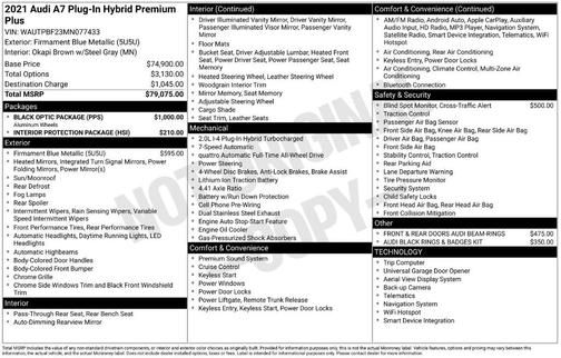 2021 Audi A7 e 55 quattro Premium Plus