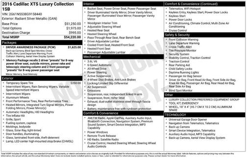 Radiant Silver Metallic 2016 Cadillac XTS Luxury Collection