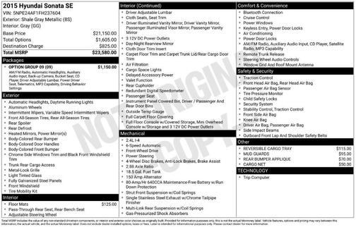 2015 Hyundai SONATA SE