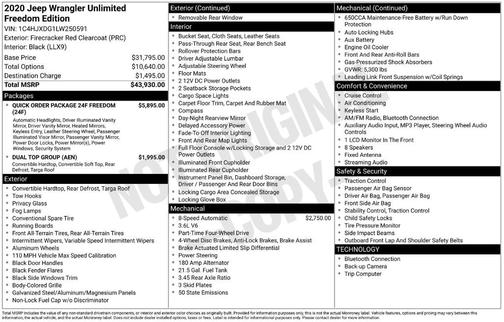 2020 Jeep Wrangler Unlimited Sport