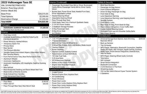Pure Gray 2023 Volkswagen Taos 1.5T SE