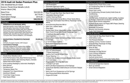 Florett Silver Metallic 2018 Audi A4 2.0T Premium Plus