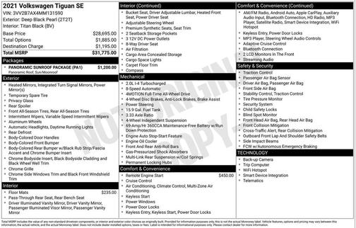 2021 Volkswagen Tiguan 2.0T SE