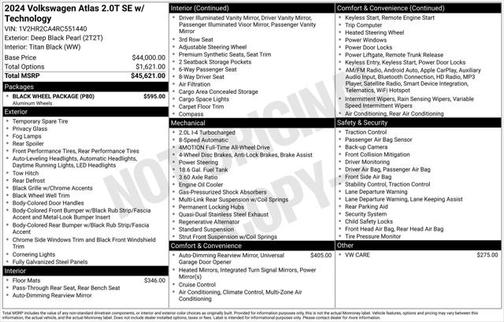 2024 Volkswagen Atlas 2.0T SE w/Technology 4MOTION