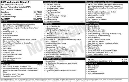 2025 Volkswagen Tiguan 2.0T S 4MOTION