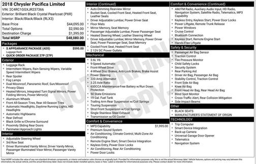 2018 Chrysler Pacifica Limited