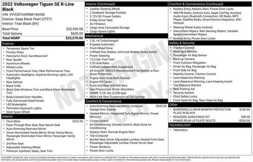 2022 Volkswagen Tiguan 2.0T SE R-Line Black