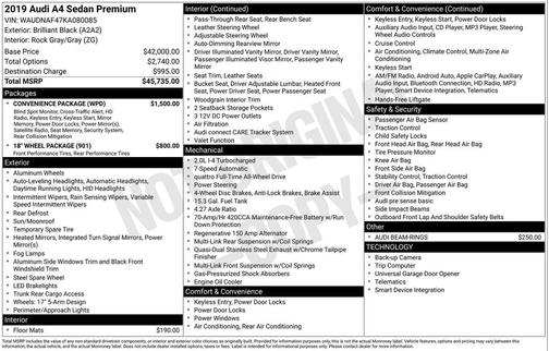 2019 Audi A4 2.0T Premium