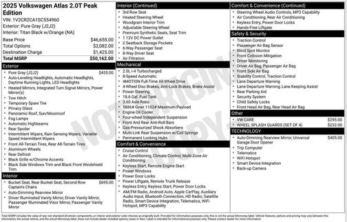 2025 Volkswagen Atlas 2.0T Peak Edition