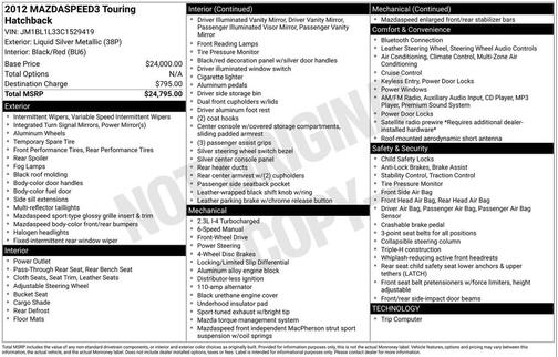 2012 Mazda MazdaSpeed3 Touring