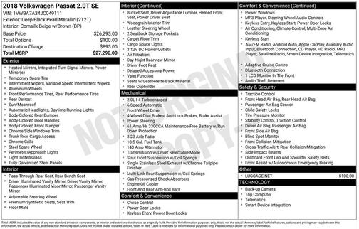 2018 Volkswagen Passat 2.0T SE