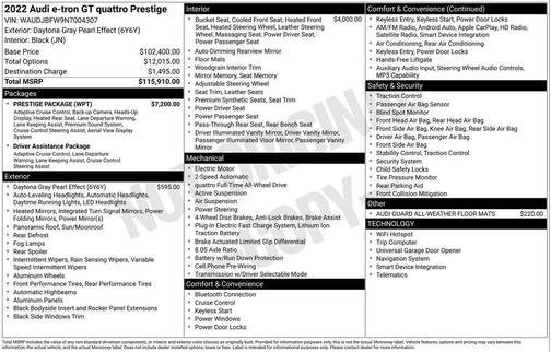 2022 Audi e-tron GT Prestige