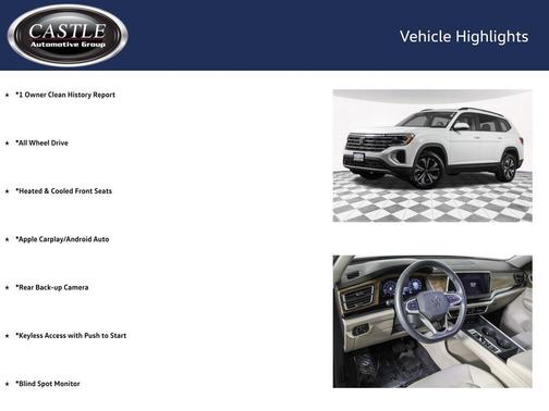 Pure White 2024 Volkswagen Atlas 2.0T SE