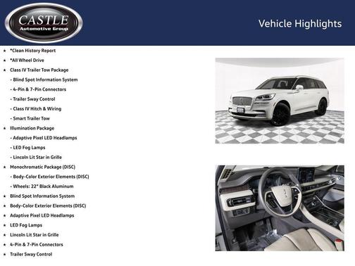 PRISTINE WHITE MET 3C 2022 Lincoln Aviator Reserve AWD