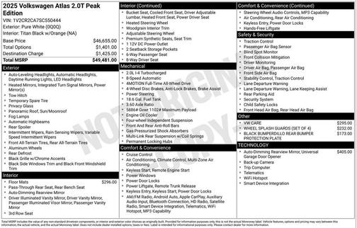 2025 Volkswagen Atlas 2.0T Peak Edition