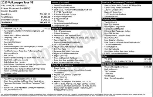 2025 Volkswagen Taos 1.5T SE