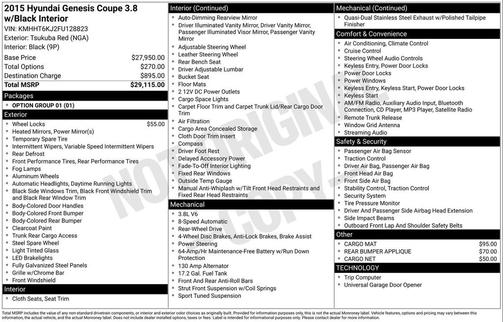 2015 Hyundai Genesis Coupe 3.8 Base