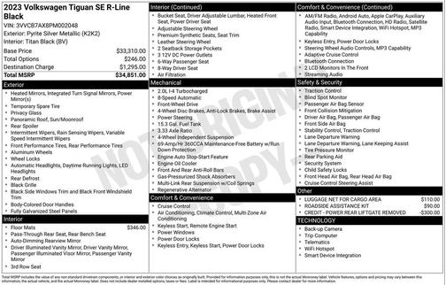 2023 Volkswagen Tiguan 2.0T SE R-Line Black