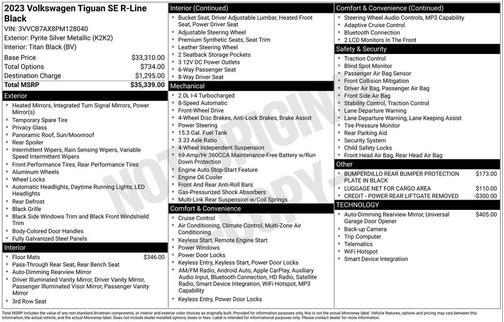 Silver Metallic 2023 Volkswagen Tiguan 2.0T SE R-Line Black