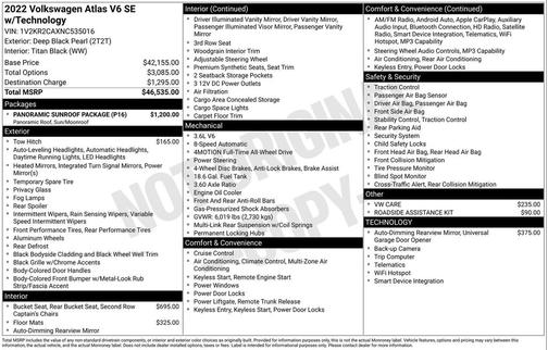 2022 Volkswagen Atlas 3.6L SE w/Technology