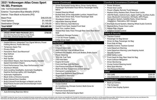 2021 Volkswagen Atlas Cross Sport 3.6L V6 SEL