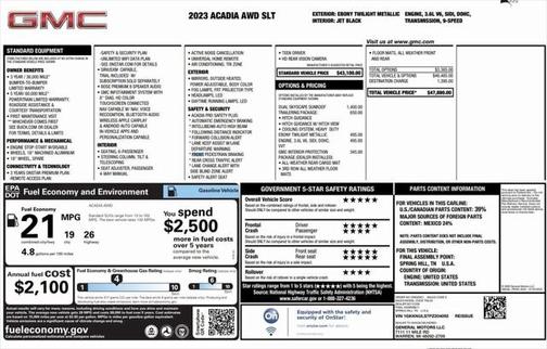 Ebony Twilight Metallic 2023 GMC Acadia AWD SLT
