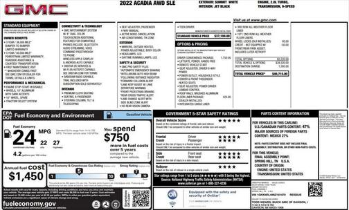 2022 GMC Acadia AWD SLE