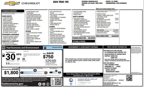 Fountain Blue 2024 Chevrolet Trax FWD 1RS