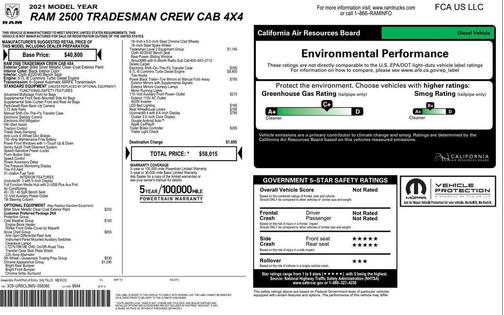 2021 RAM 2500 Tradesman Crew Cab 4x4 6'4' Box