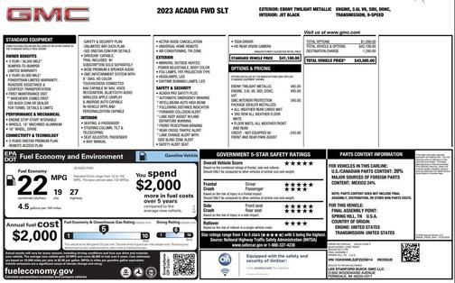 Ebony Twilight Metallic 2023 GMC Acadia FWD SLT