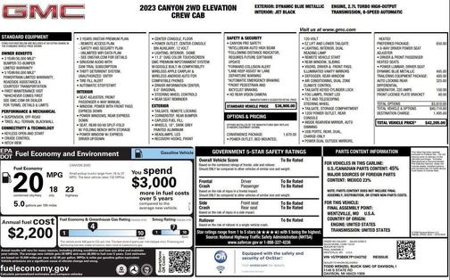 Dynamic Blue Metallic 2023 GMC Canyon Elevation