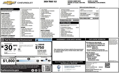 Summit White 2024 Chevrolet Trax LS
