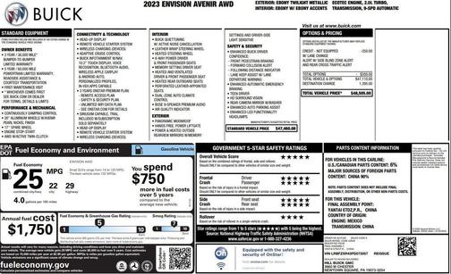 Ebony Twilight Metallic 2023 Buick Envision Avenir AWD