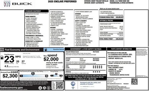 Ebony Twilight Metallic 2025 Buick Enclave Preferred FWD