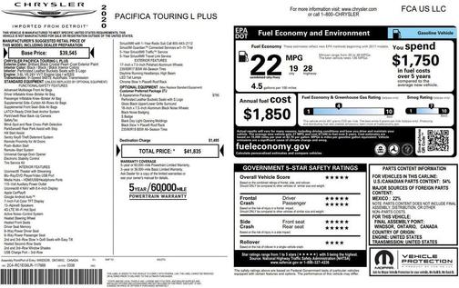 Brilliant Black Crystal Pearlcoat 2020 Chrysler Pacifica Touring-L Plus