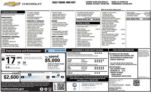 Silver Sage Metallic 2023 Chevrolet Tahoe 4WD RST