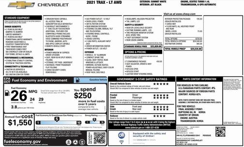 Summit White 2021 Chevrolet Trax LT