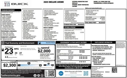 Moonstone Gray Metallic 2025 Buick Enclave Avenir FWD