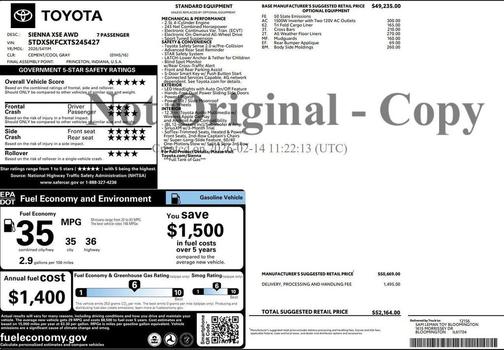 Cement 2026 Toyota Sienna XSE 7 Passenger