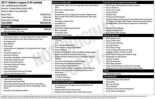 2017 Subaru Legacy Limited