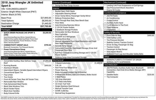 2018 Jeep Wrangler JK Unlimited Sport