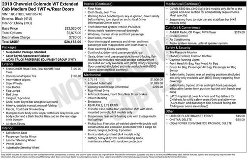 2010 Chevrolet Colorado Work Truck