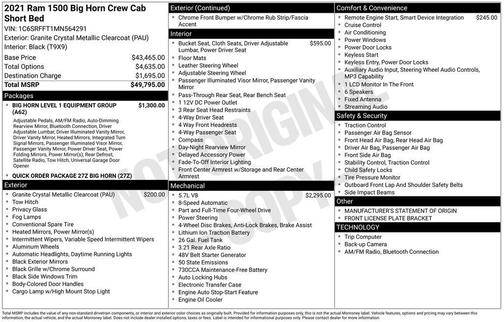 2021 RAM 1500 Big Horn/Lone Star